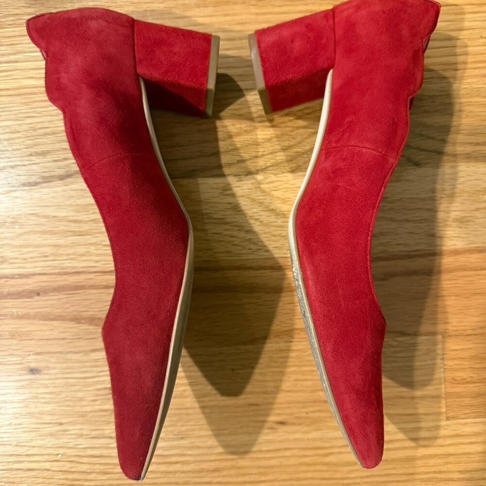 kate spade Red Suede Block Heel Pumps